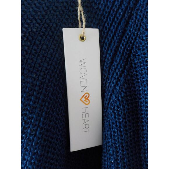 Woven Heart Women XL Blue Sweater V-Neck Front Twist Knot Loose Knit Long Sleeve - Picture 3 of 10